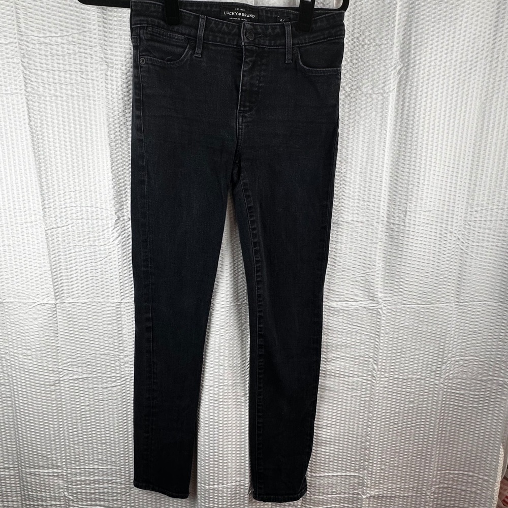 Lucky Brand Womens Black Skinny Jeans Size 0/25 Mid‎ Rise Denim